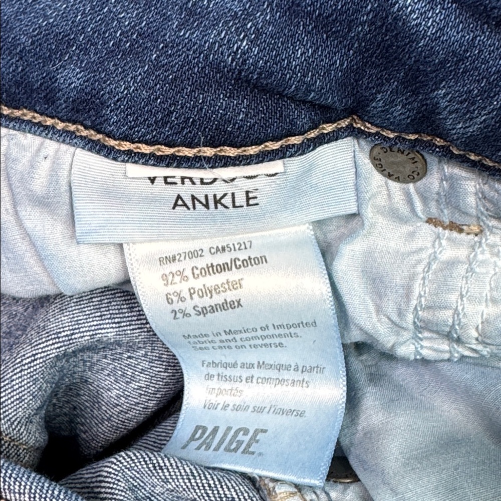 Paige Verdugo Ankle Skinny Jeans Size 24 - Picture 10 of 10